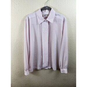 Vintage Yves Saint Clair Womens Size 12 Pink Long Sleeve Button Up Blouse